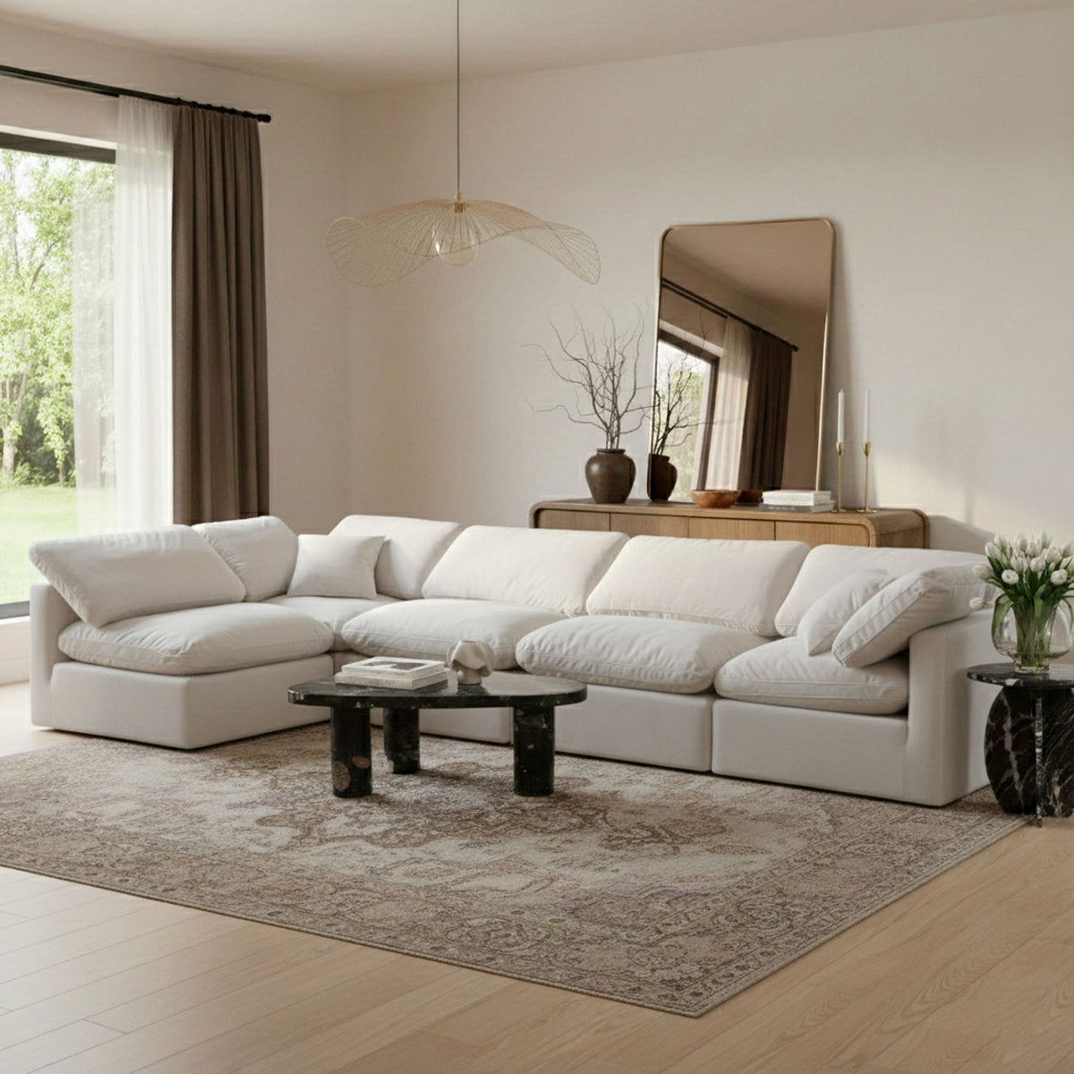 Indulge - Velvet 5 Piece Modular Sectional