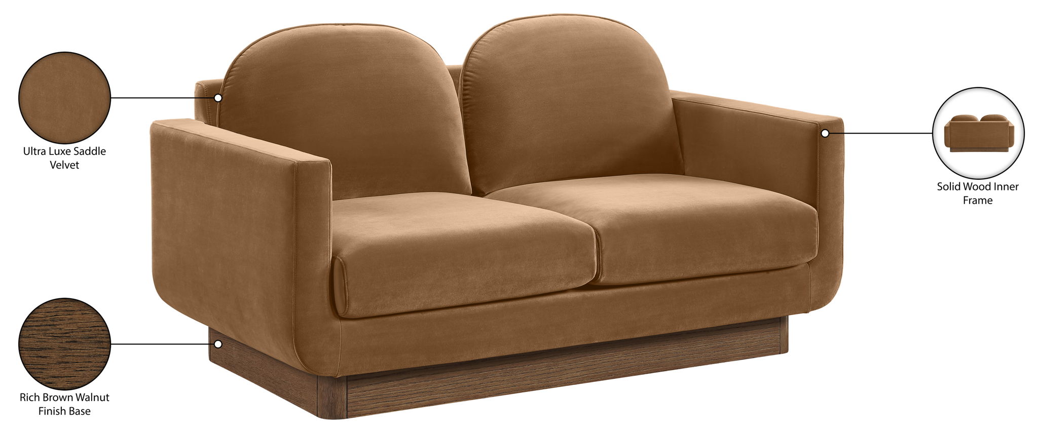 Diviento - Velvet Performance Fabric Upholstered Loveseat