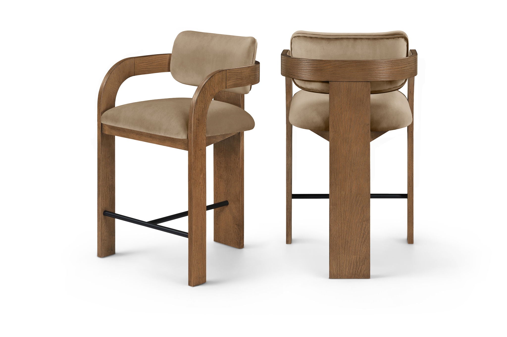 Cedra - Velvet Performance Fabric Upholstered Counter Stool - Brown Frame