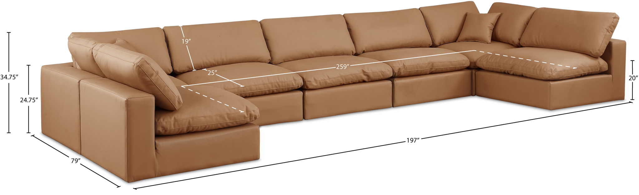 Comfy - 7 Piece Faux Leather Modular Armless Sectional