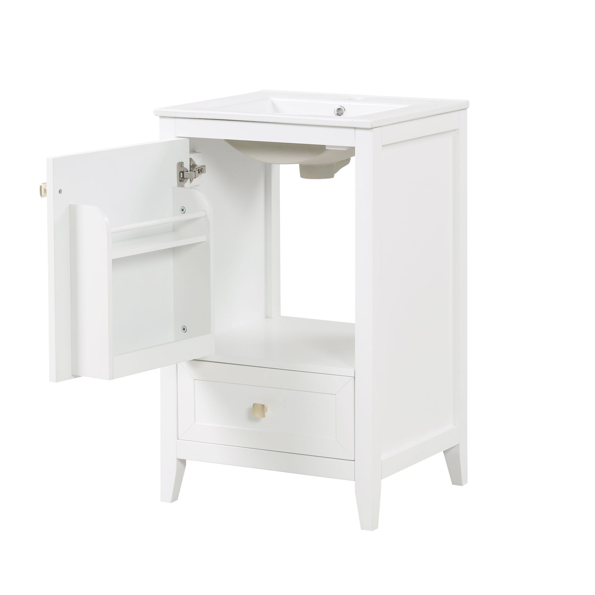 Bathroom Vanity With Sink, Soft Closing Cabinet Door, Storage Rack And Drawer