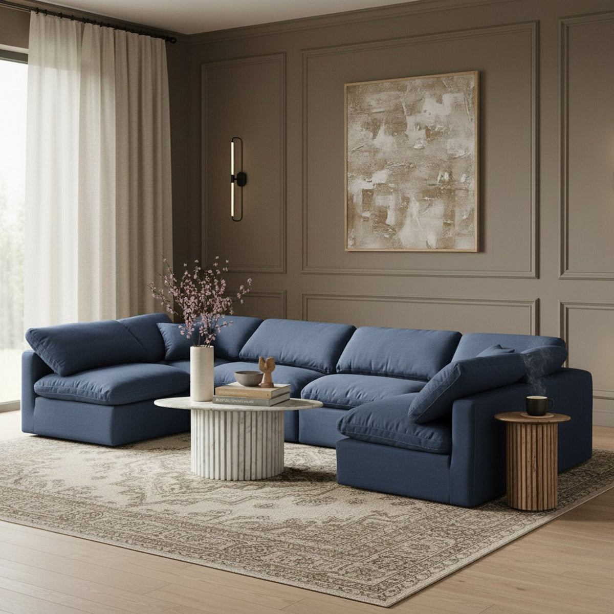 Indulge - Linen 6 Piece Modular U-Shaped Sectional
