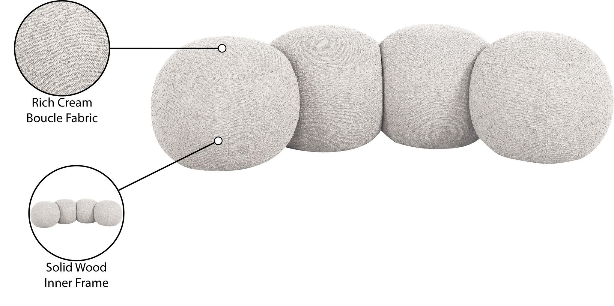 Apollo - Boucle Fabric Bench
