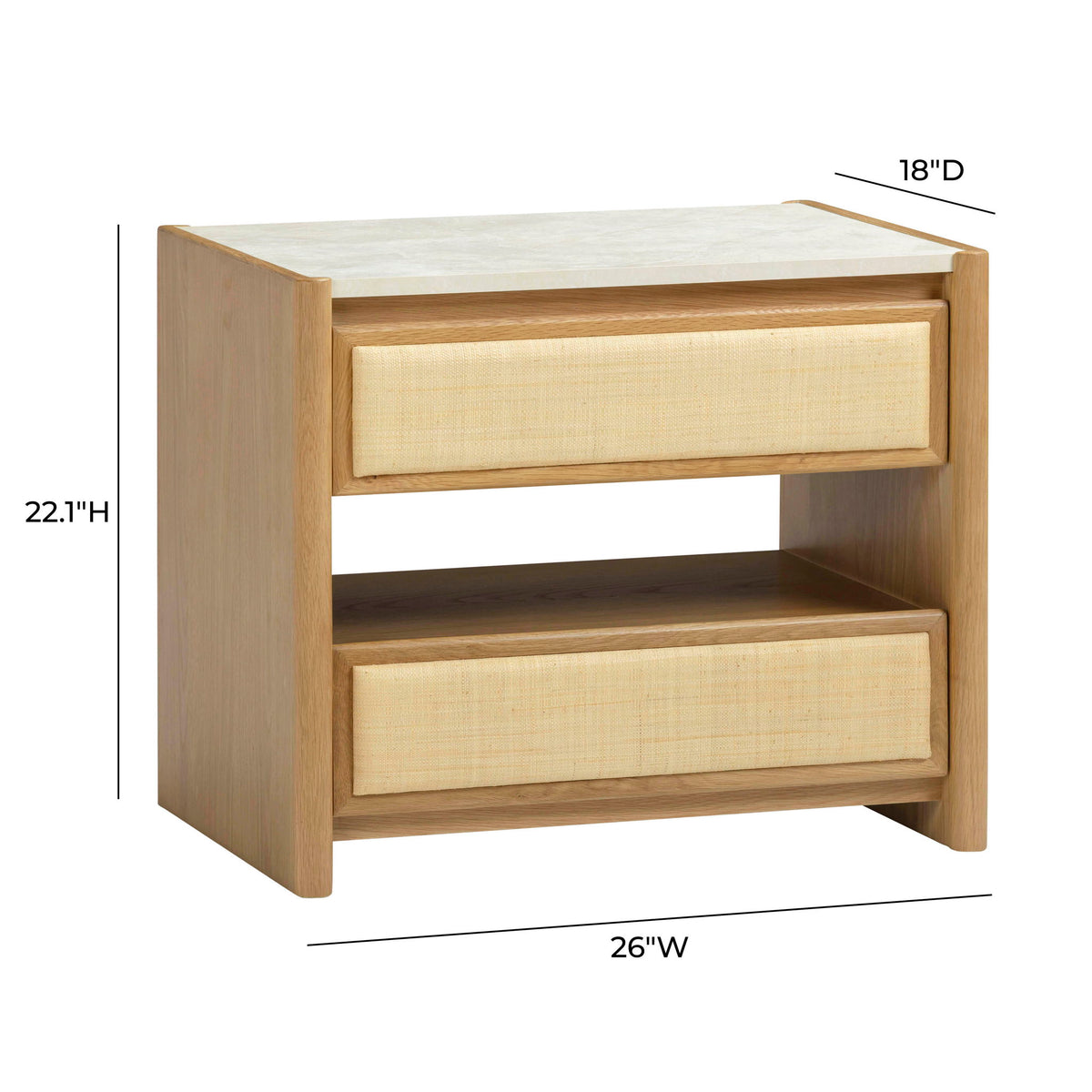 Paige - 2-Drawer Nightstand - Natural Oak