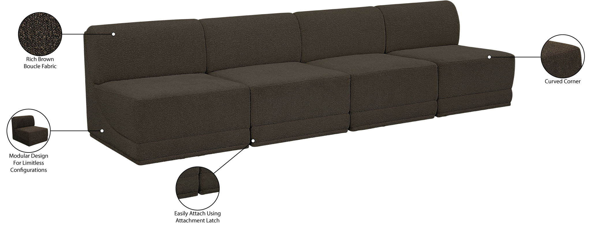 Ollie - 4 Seat Armless Modular Sofa