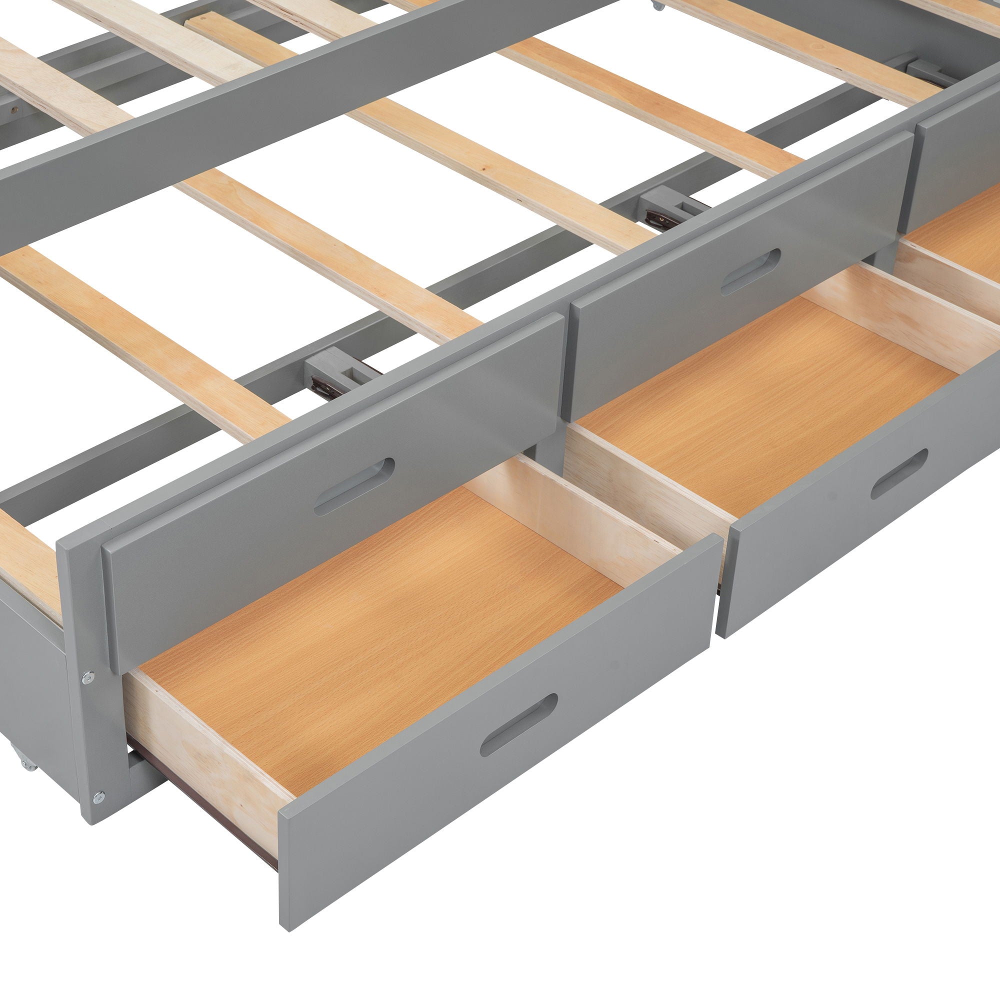 Platform Bed With Trundle, Drawers, USB Ports And Built In Shelves