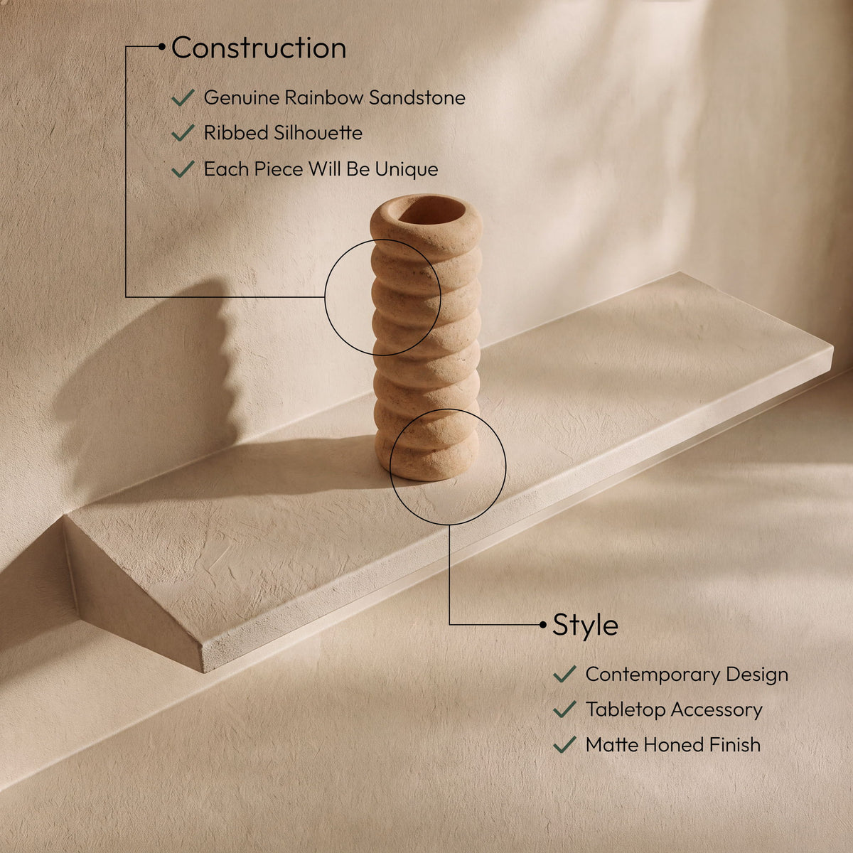 Rousse - Sandstone Vase - Sand