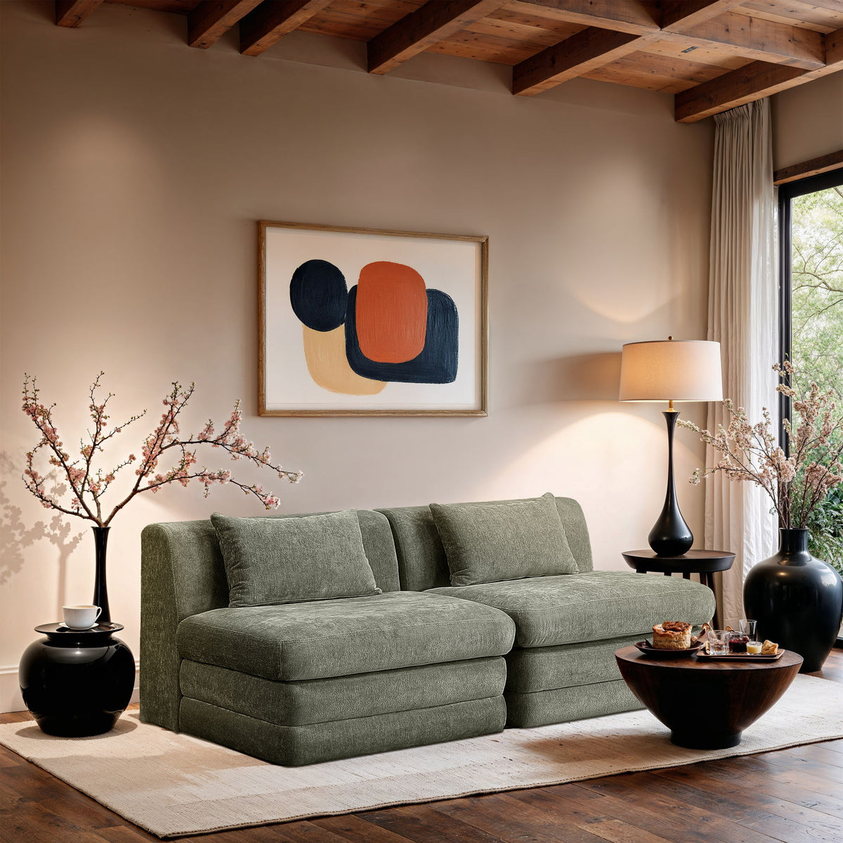 Stellar - 2 Piece 76" Upholstered Modular Armless Loveseat