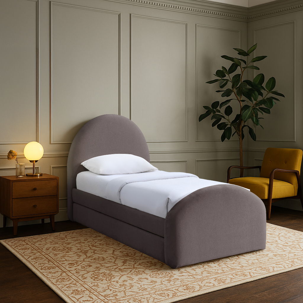 Andaz - Chenille Fabric Upholstered Trundle Bed
