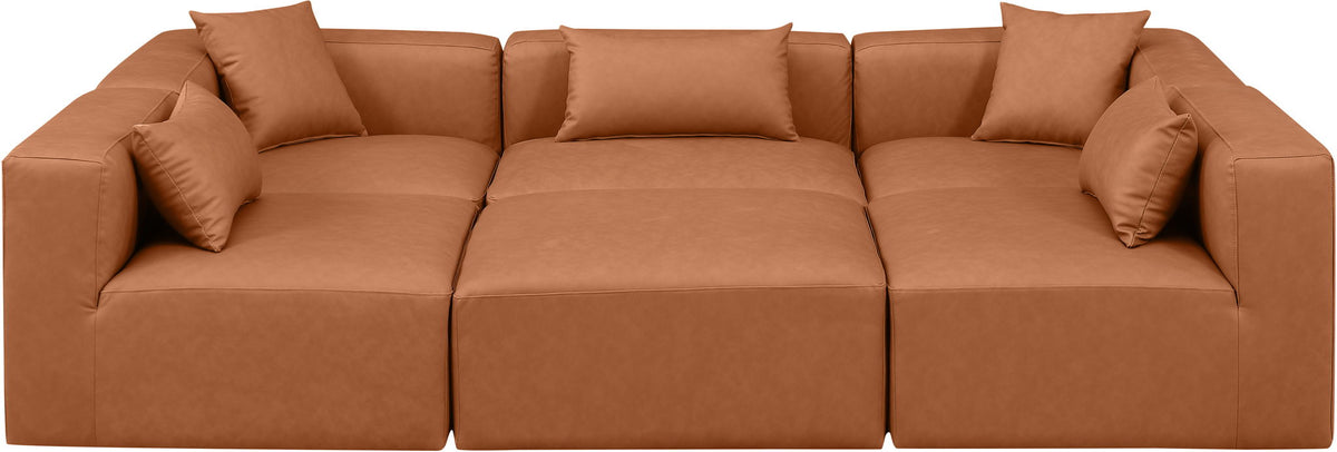 Cube - 6 Piece Modular Sectional - Cognac