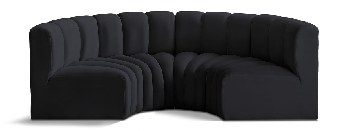 Arc - Velvet 4 Piece U-Shaped Modular Sofa
