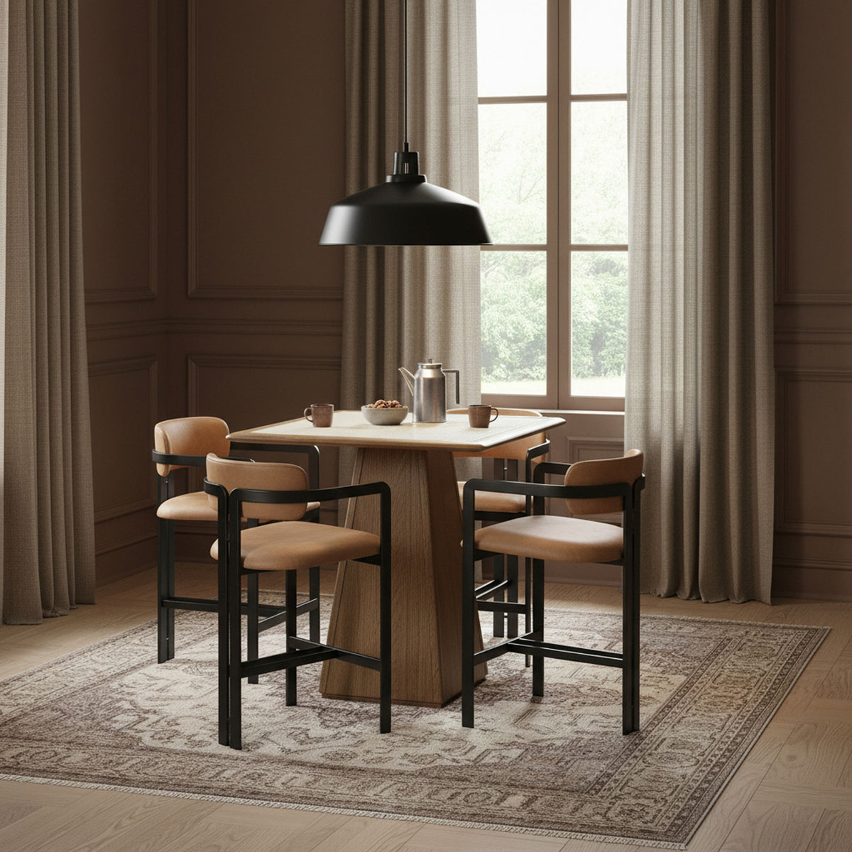 Aurum - Vegan Leather Upholstered Counter Stool With Graphite Black Base
