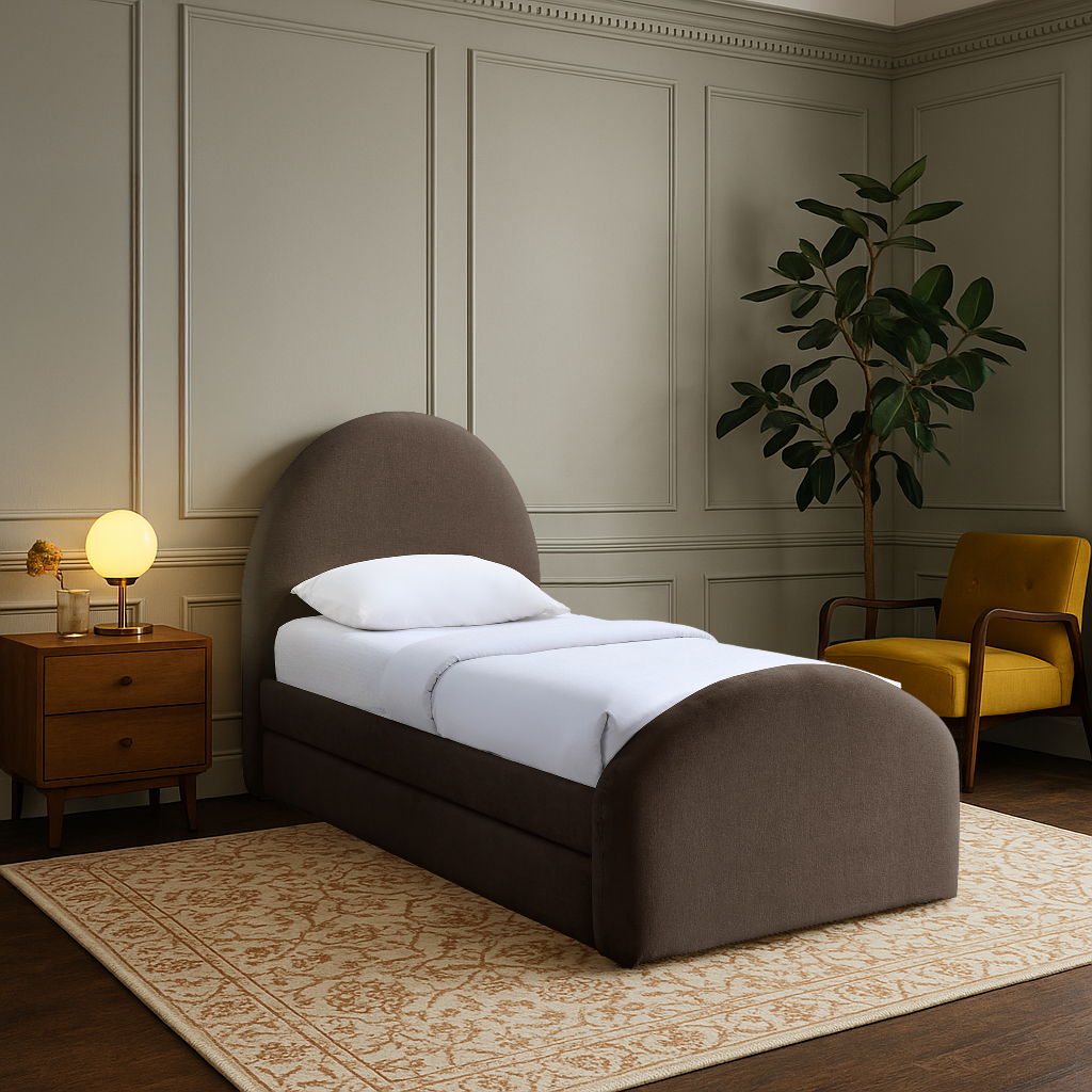 Andaz - Chenille Fabric Upholstered Trundle Bed