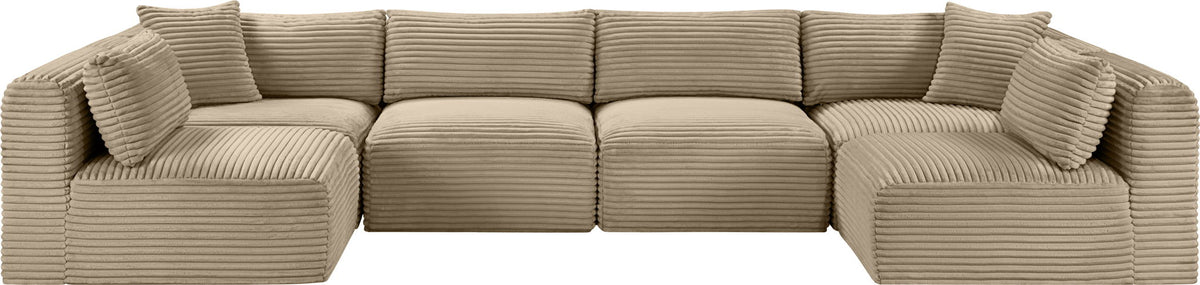 Shaggy - Fabric 6 Piece Modular U-Shaped Armless Sectional