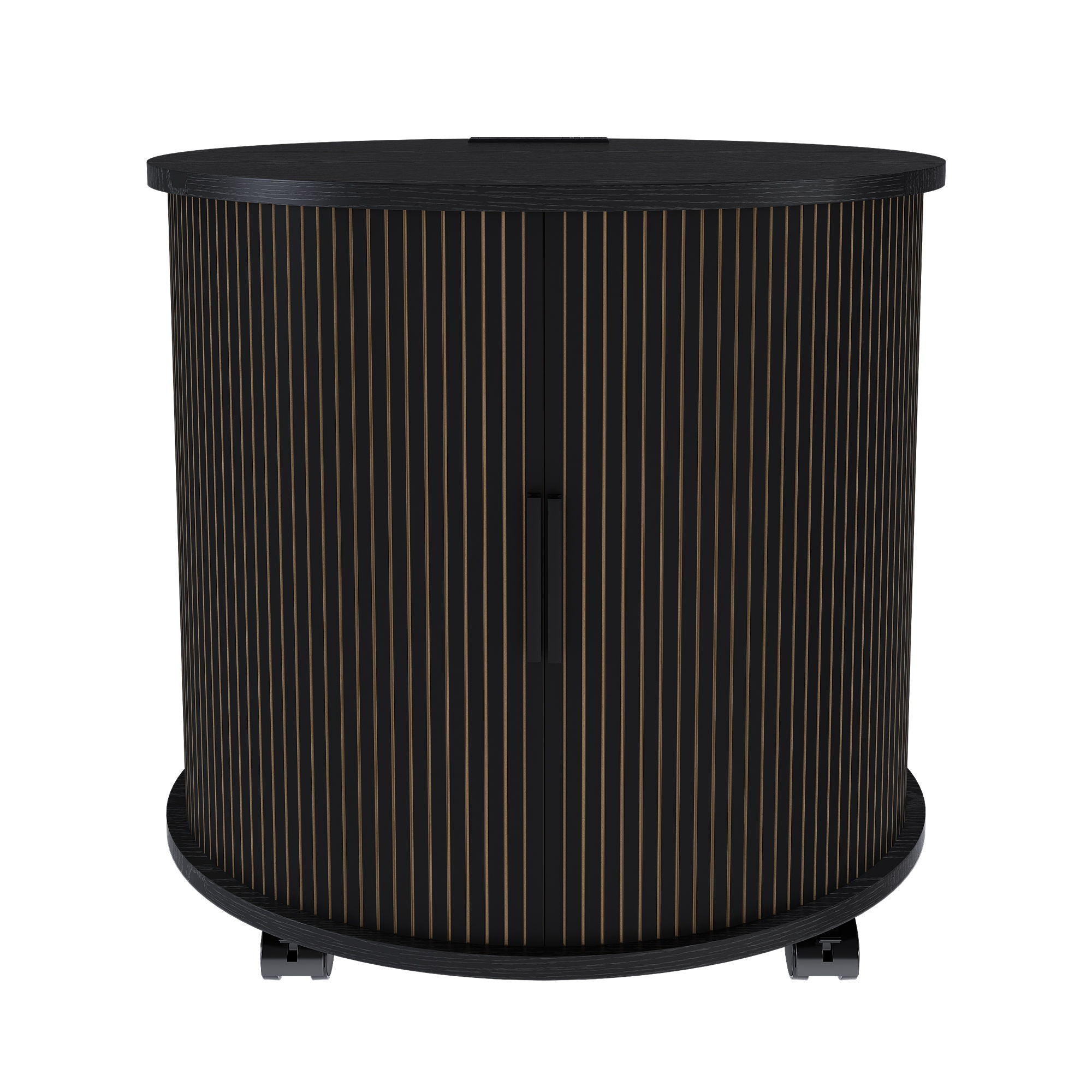 Cylinder Nightstand With Charging Station & Sliding Door