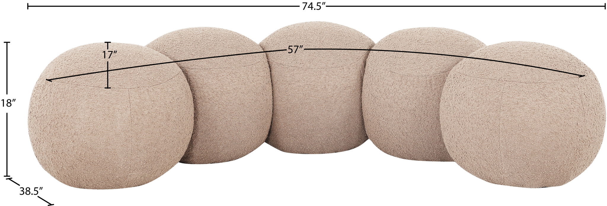 Apollo - Boucle Fabric Bench