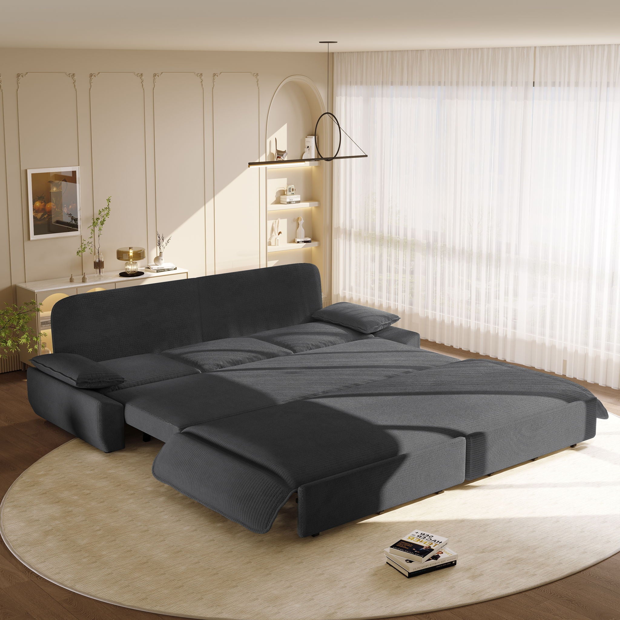 King Size Pull Out Sofa Bed, 3 In 1 Convertible Multifunctional