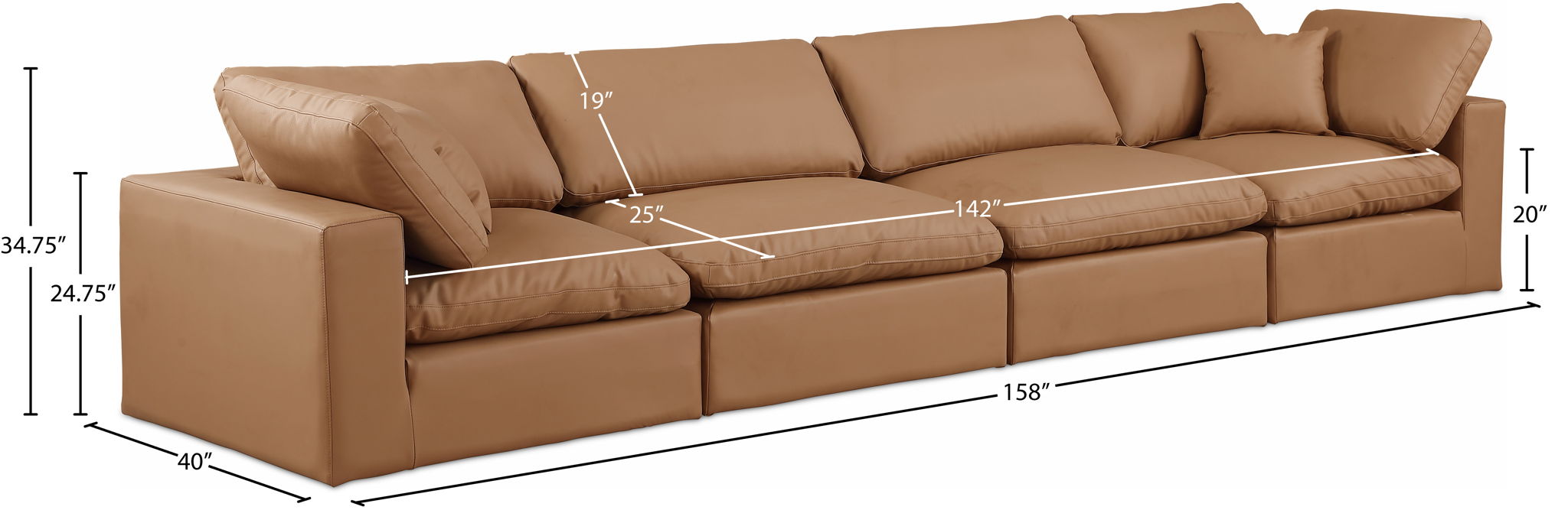 Comfy - Faux Leather Modular Sofa 4 Seats