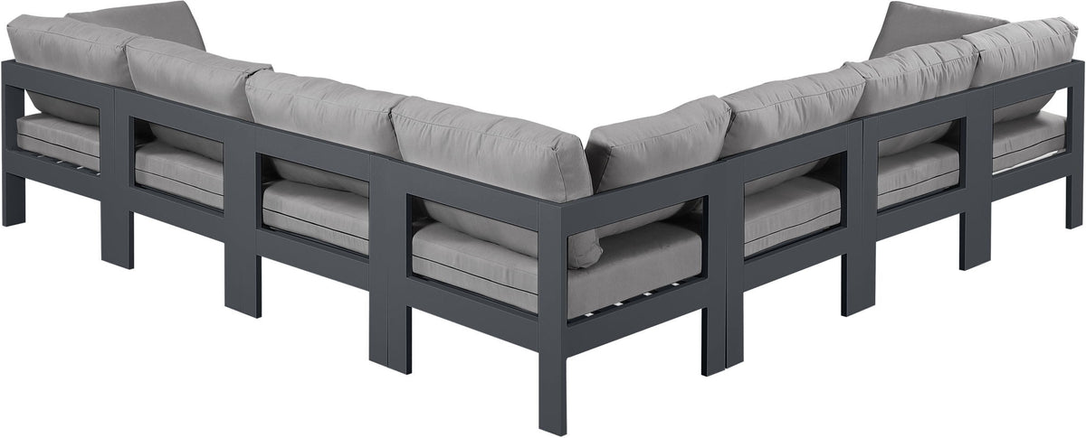 Nizuc - Outdoor Patio 7 Piece Modular Sectional With Gray Frame