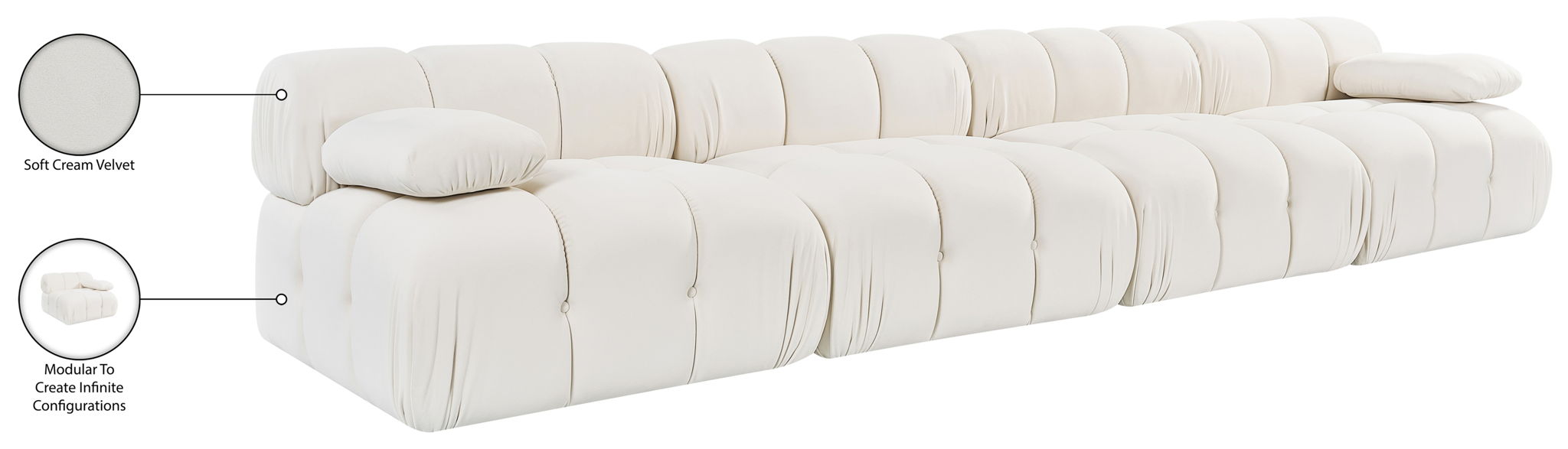 Orin - Velvet 4 Piece Modular Sofa