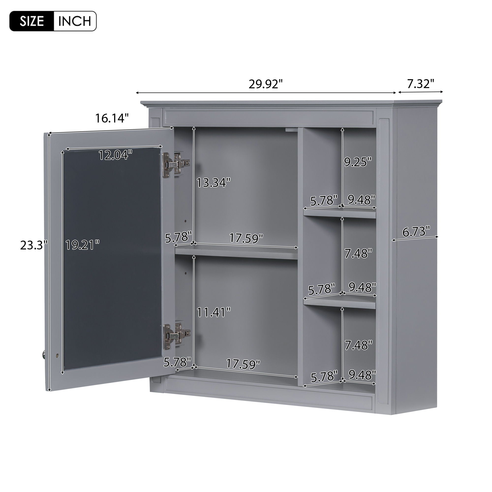 Bathroom Vanity With Top Sink, Freestanding Storage Cabinet With 2 Doors And 3 Drawers, Mirror Cabinet Included - Gray