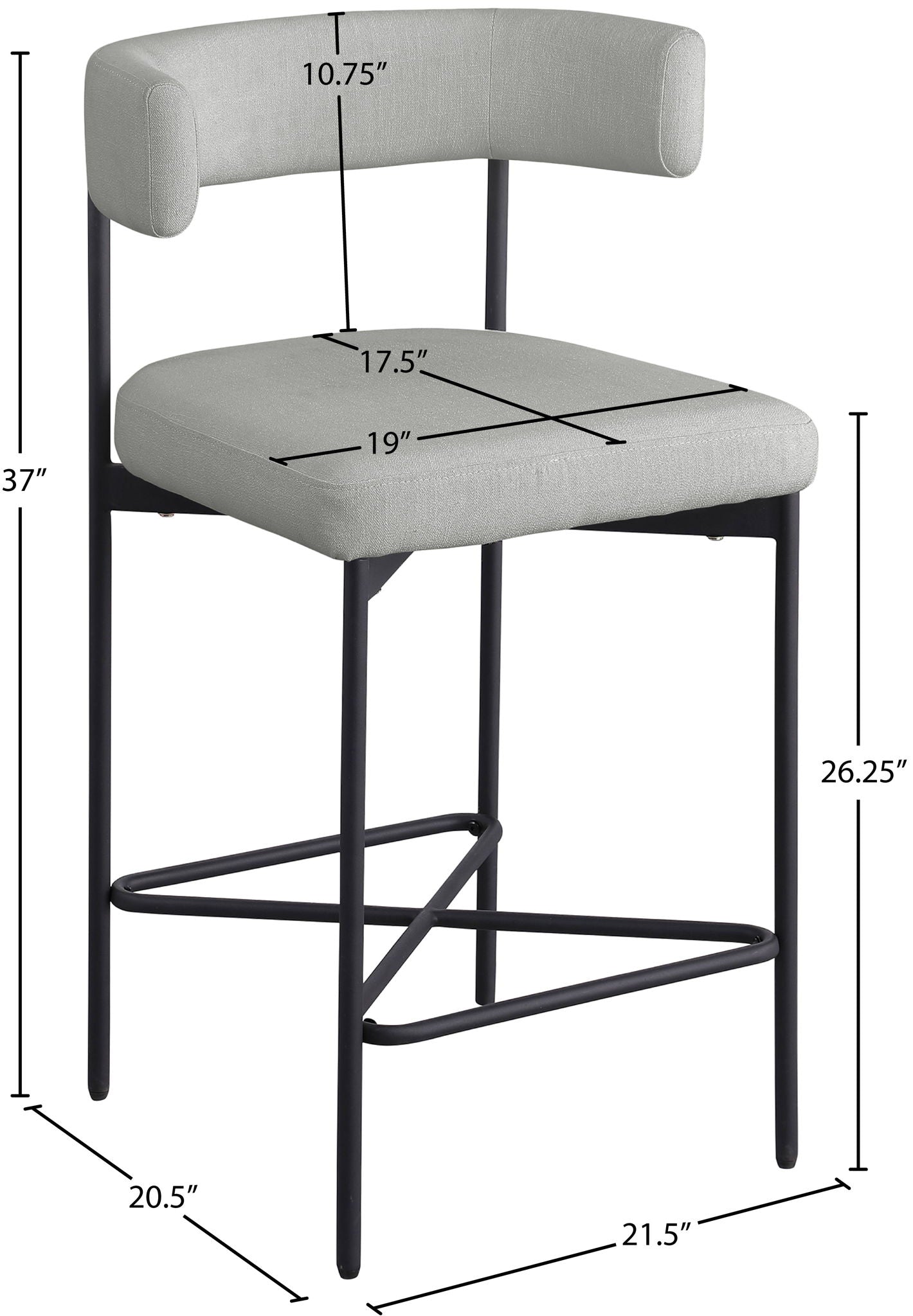 Rivage - Durable Stool With Black Frame (Set of 2)