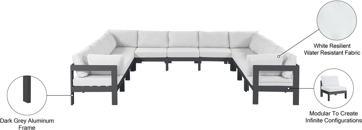 Nizuc - Outdoor Patio 11 Piece Modular Sectional With Gray Frame