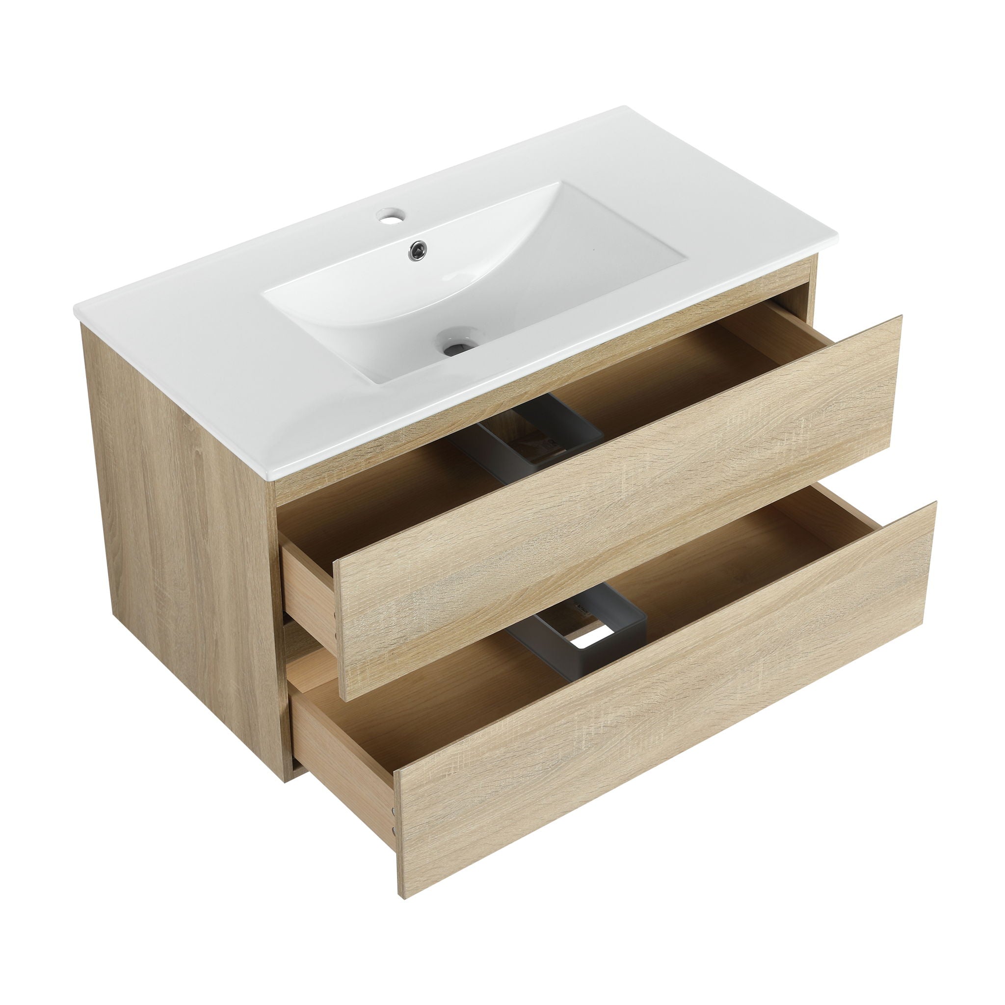 Wall Mounted Bathroom Vanity & Sink, 2 Soft Close Drawers