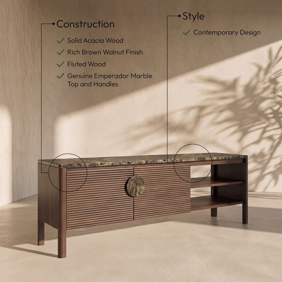 Varenna - 57.25" Acacia Wood Media Console