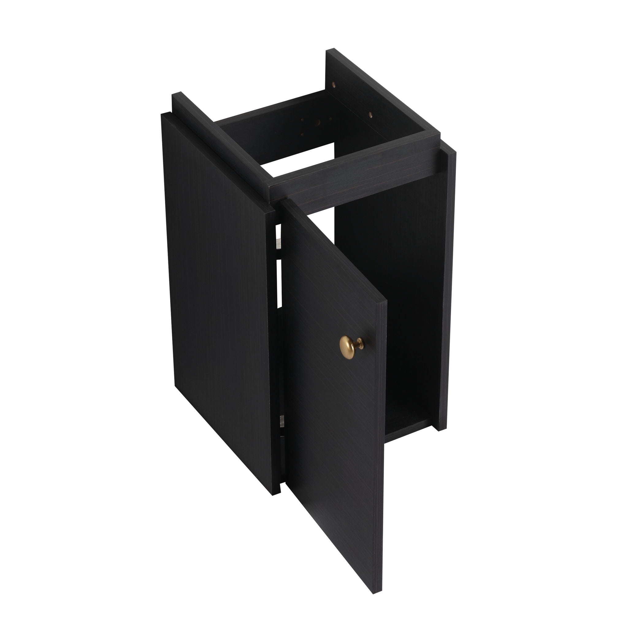 Compact Bathroom Vanity With Sink, Soft Close Door - Black Chestnut