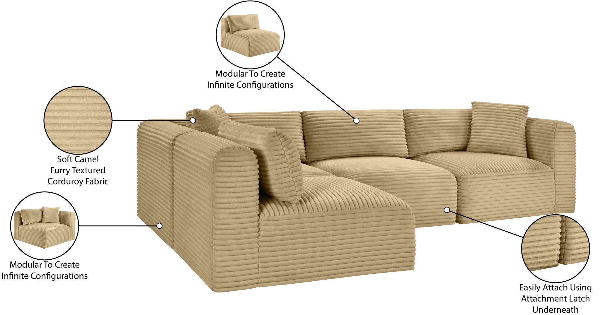 Shaggy - 4 Piece Modular Sectional