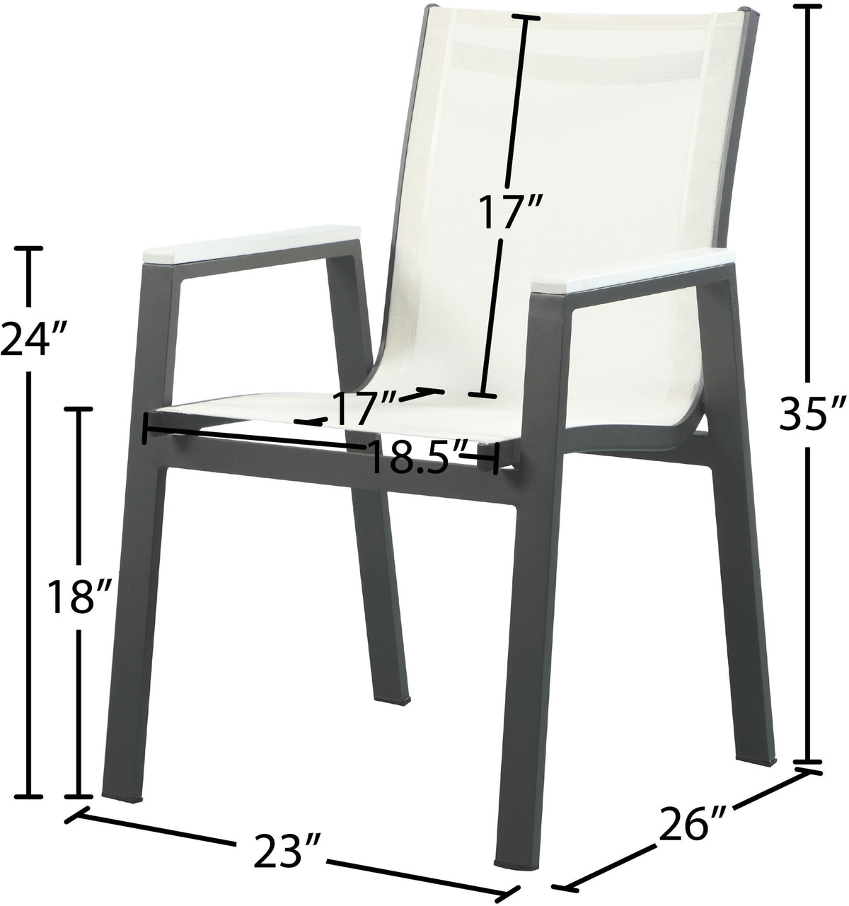 Nizuc - Outdoor Patio Dining Arm Chair With Gray Frame (Set of 2)