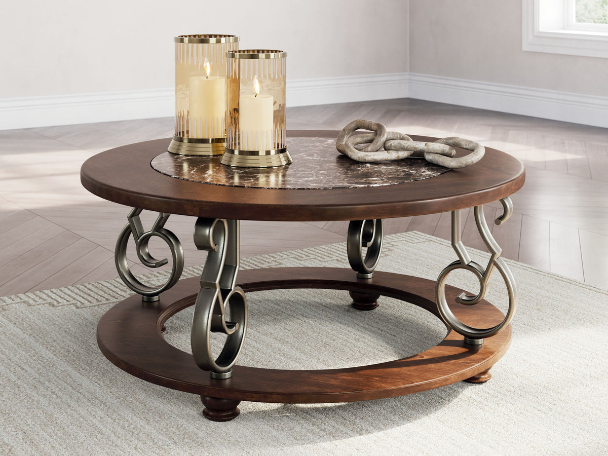 Frallyn - Round Cocktail Table - Dark Brown