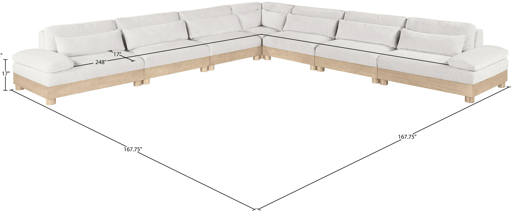 Turin - Chenille Fabric Upholstered Modular Sectional - White