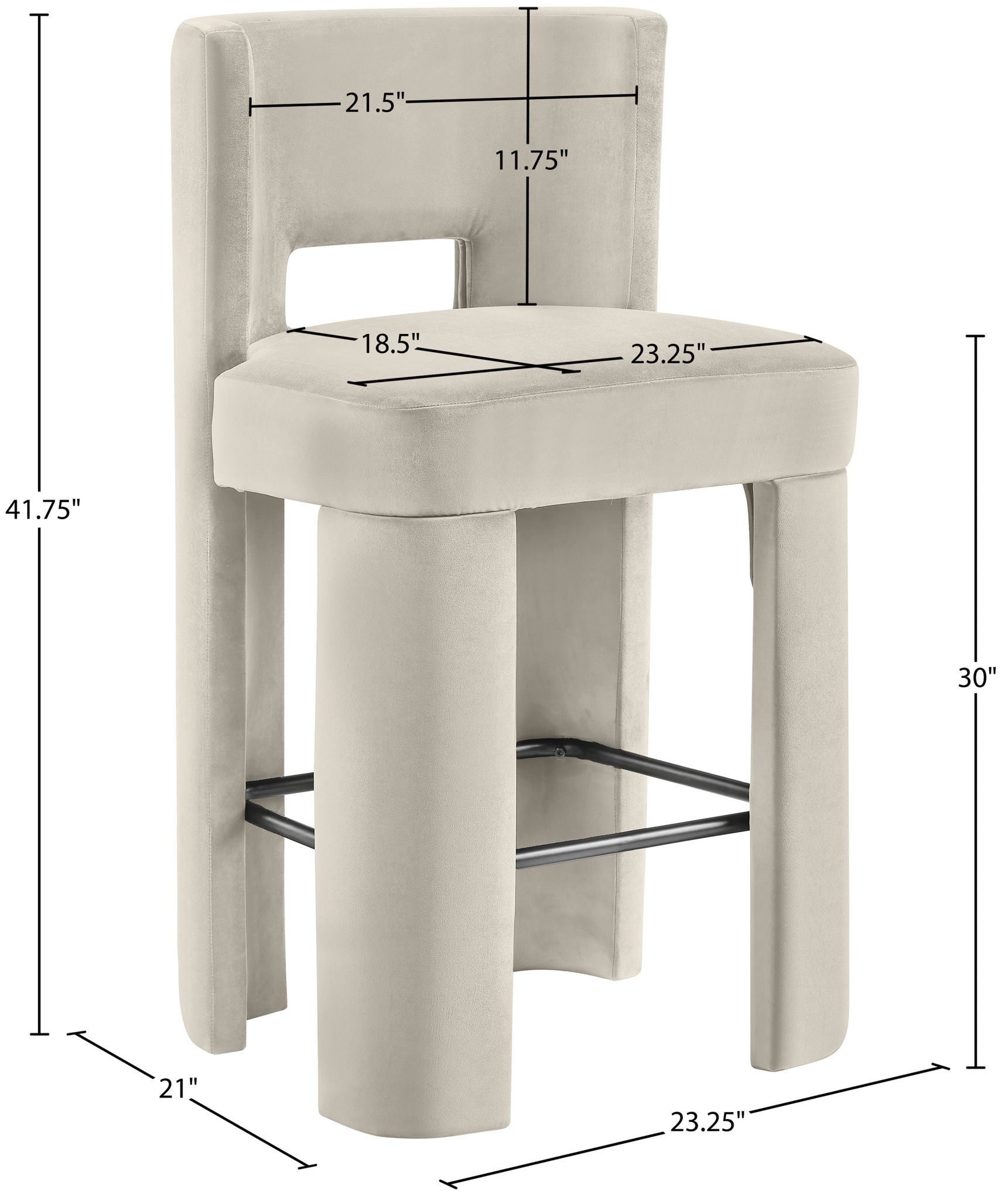 Zuno - Velvet Performance Fabric Upholstered Bar Stool (Set of 2)