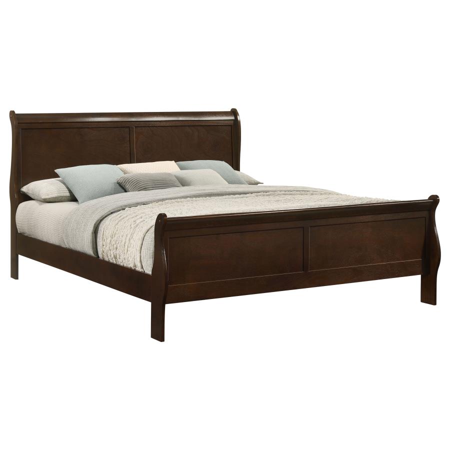 Louis Philippe Wood Eastern King Sleigh Bed Cappuccino