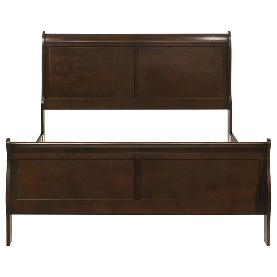 Louis Philippe Wood Queen Sleigh Bed Cappuccino