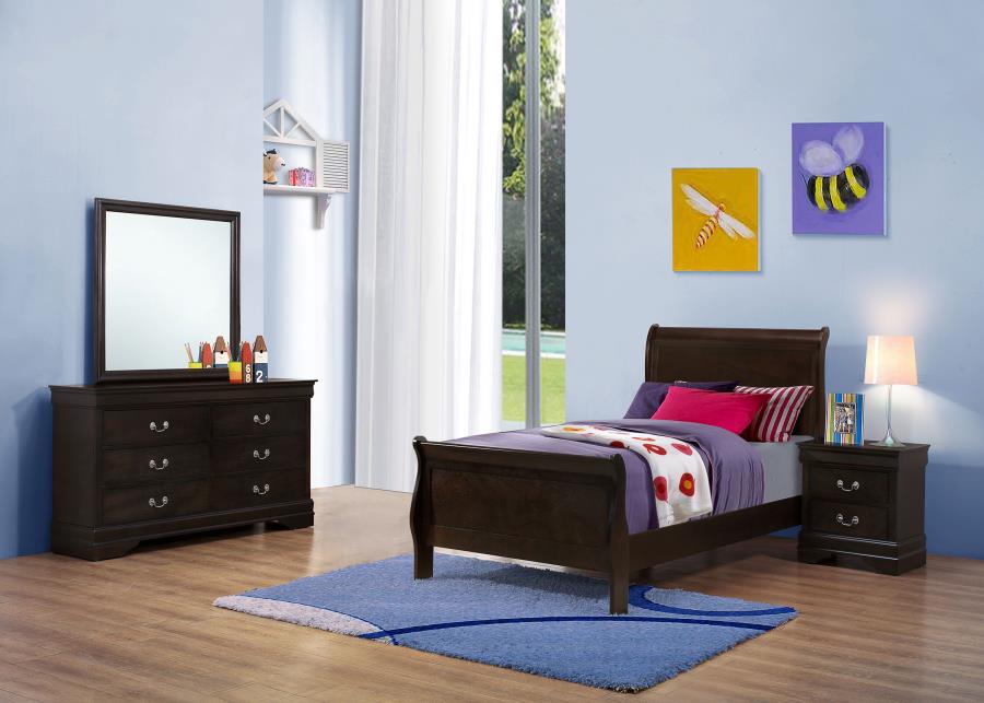 Louis Philippe 4-piece Twin Bedroom Set Cappuccino