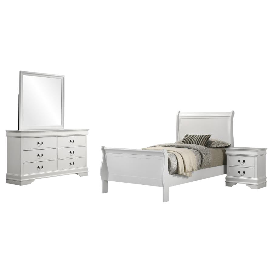 Louis Philippe 4-piece Twin Bedroom Set White