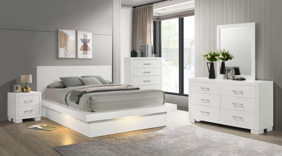 Jessica 5-piece Queen LED Bedroom Set Snow White