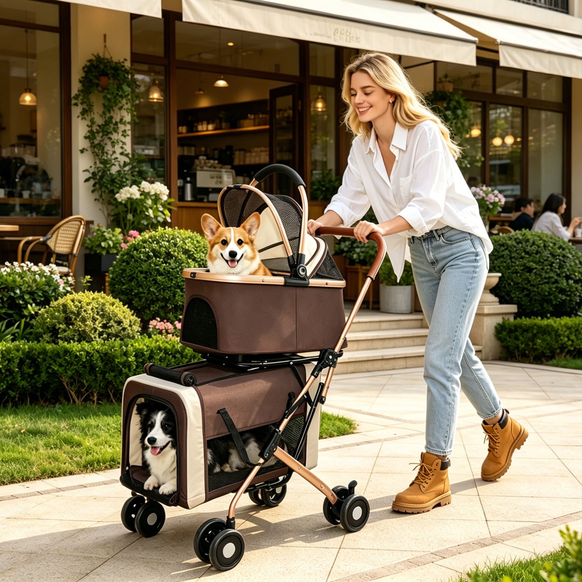 Double Pet Stroller For Dogs And Cats