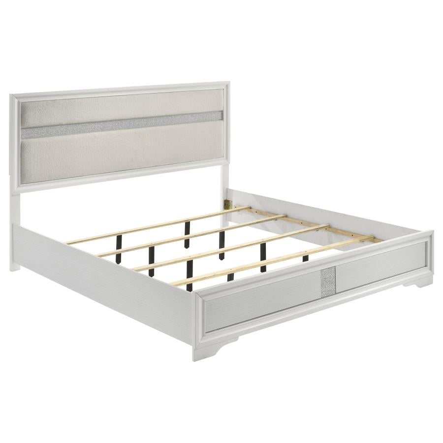 Miranda 54-inch Upholstered Eastern King Panel Bed White