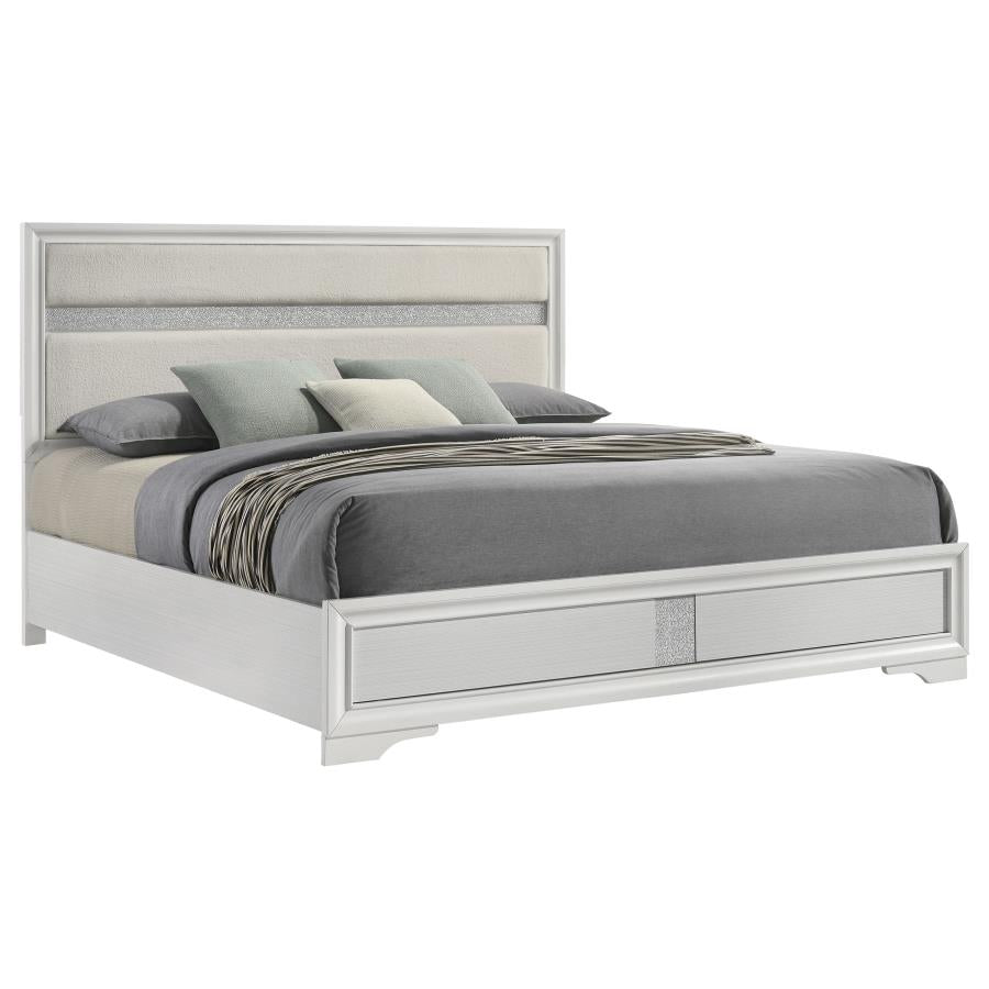Miranda 54-inch Upholstered Eastern King Panel Bed White
