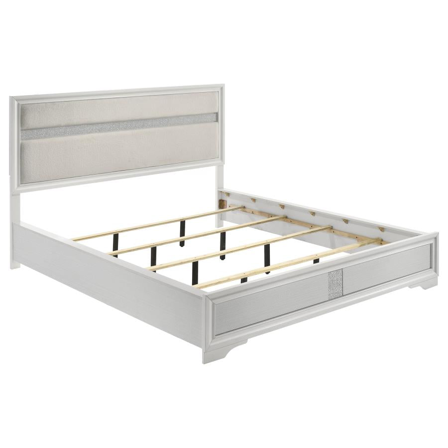 Miranda 54-inch Upholstered California King Panel Bed White