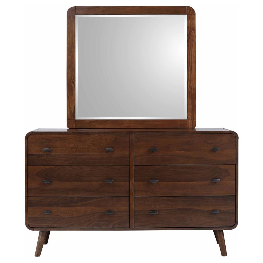 Robyn 6-drawer Dresser with Mirror Dark Walnut