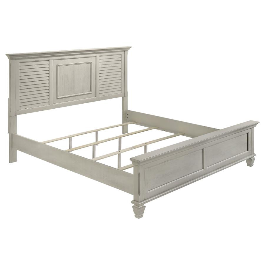 Franco Wood Eastern King Panel Bed Distressed White
