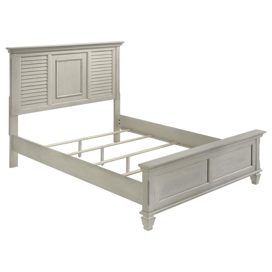 Franco Wood Queen Panel Bed Distressed White