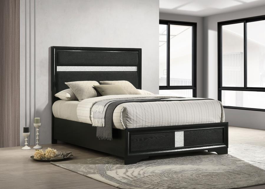 Miranda 54-inch Upholstered Full Panel Bed Black
