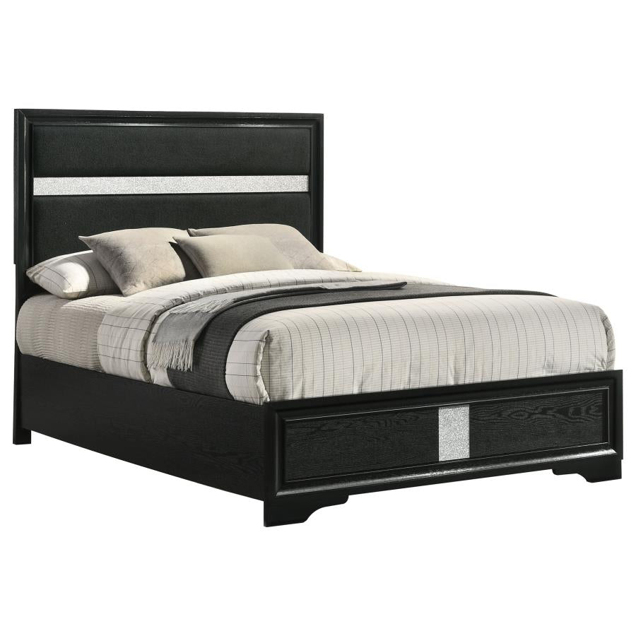 Miranda 54-inch Upholstered Full Panel Bed Black