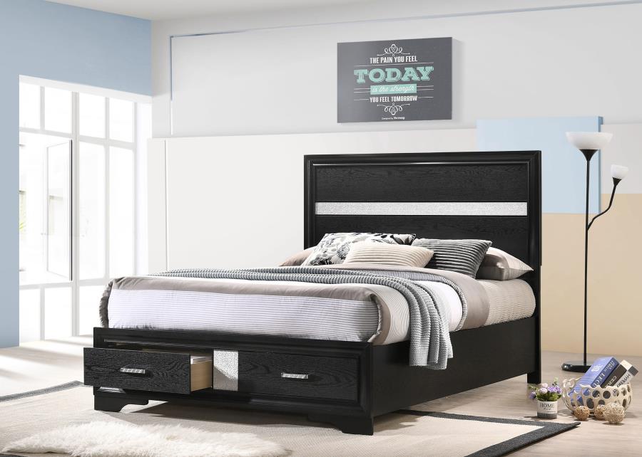 Miranda 51-inch Wood Full Storage Panel Bed Black